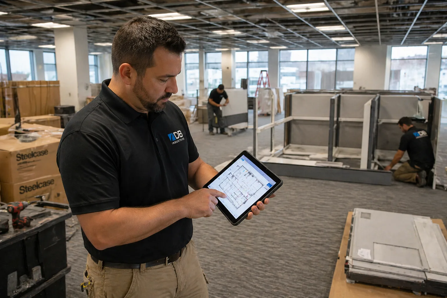 Installation progress documented on site using PlanGrid on a tablet